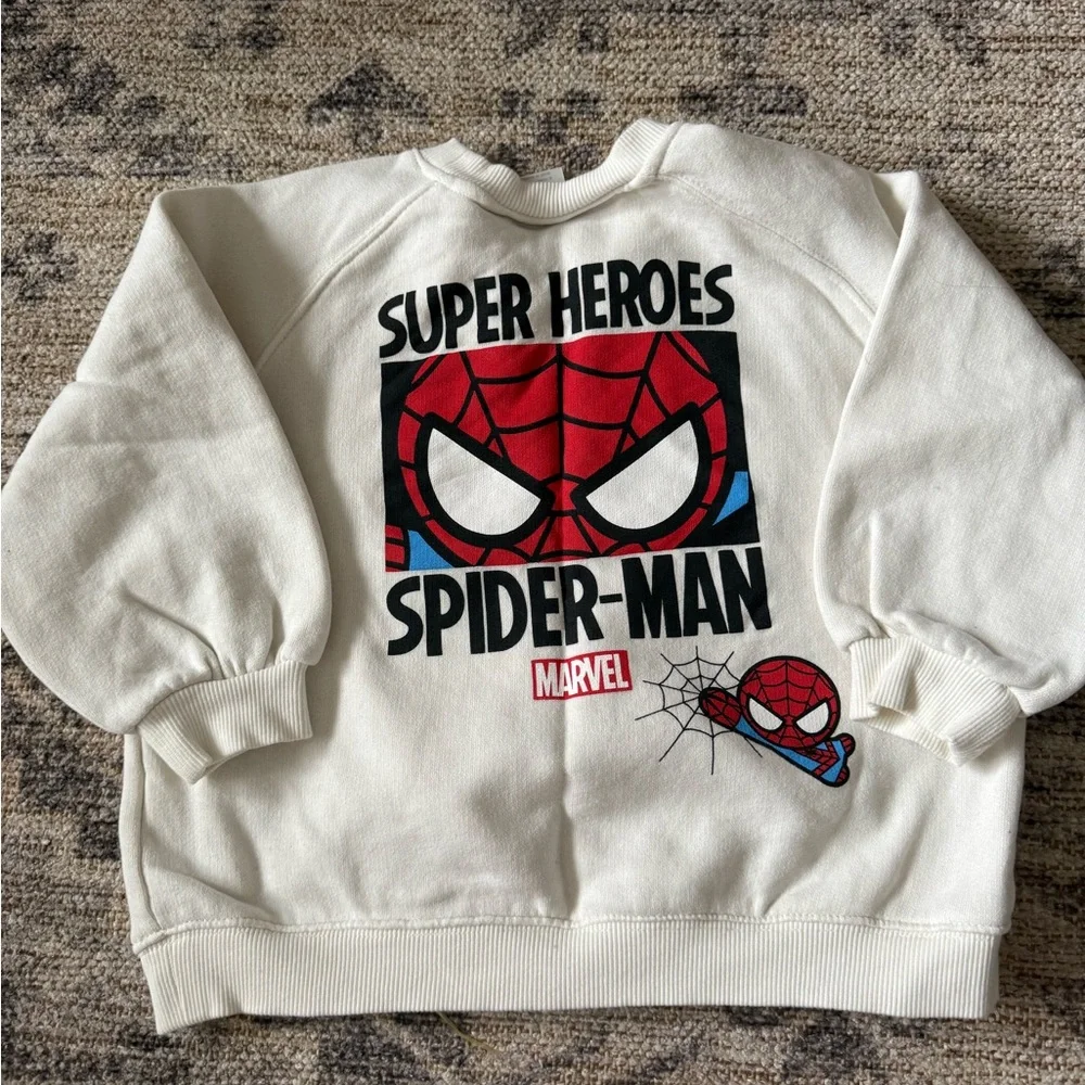 ZARA Marvel Spider-Man Kids Sweatshirt - White - Picture 1 of 2